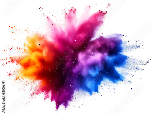 Colorful Splash Powder isolated on Transparent Background