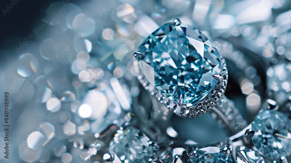 This platinum ring with a rare blue diamond and pave diamonds showcases unparalleled craftsmanship in an opulent close-up.
This platinum ring with a rare blue diamond and pave diamonds showcases unparalleled craftsmanship in an opulent close-up.