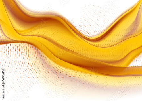 Futuristic tech orange halftones and smooth waves abstract background. Geometric vector design