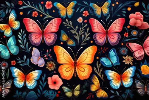 Butterflies Background, Floral Pattern Background, Colorful Butterflies, Butterfly Garden Background, Butterflies Pattern, Beautiful Butterflies, Flying Butterflies, Butterflies Poses © Neural9 Project