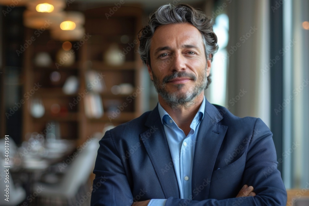 Man suit standing arms crossed Man suit standing arms crossed