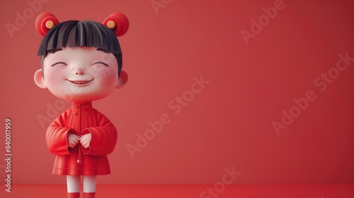 Chinese New Year Background, Festive Red Background, Cute, Happy, Smiling © Neural9 Hive