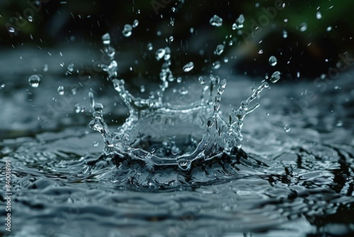 Water drop into water, close-up