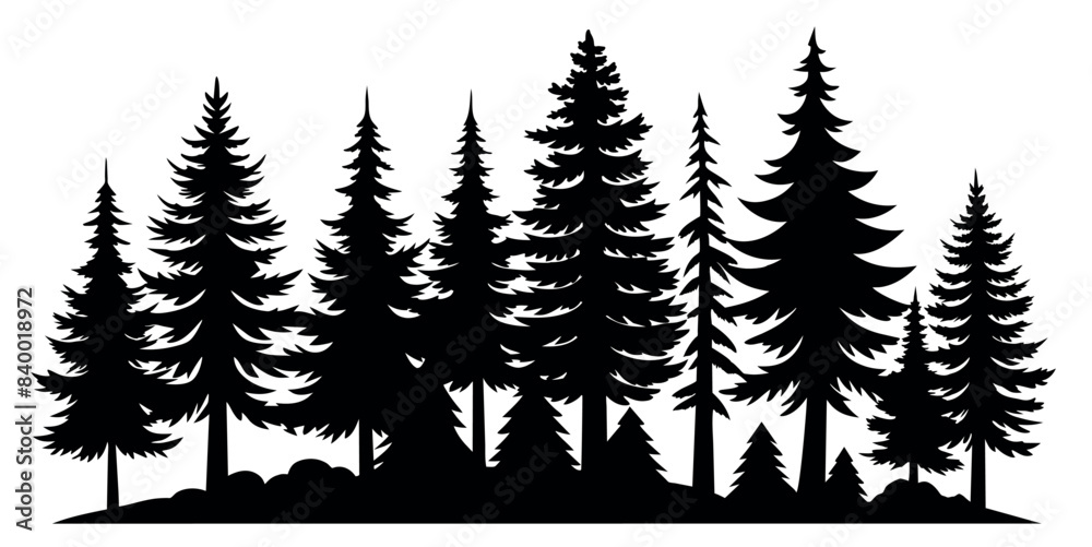Obraz premium a silhouette of the forest on a transparent background
