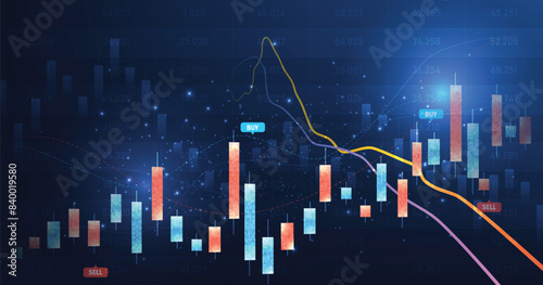 Stock market investment trading. Graph chart of stock market graphic diagram, digital technology, business idea and art work design.