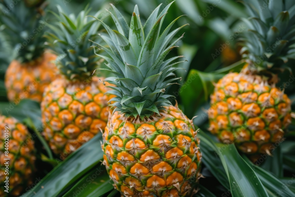 Multiple pineapples on plant Multiple pineapples on plant