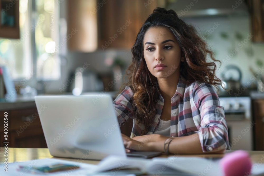 Woman at table with laptop Woman at table with laptop