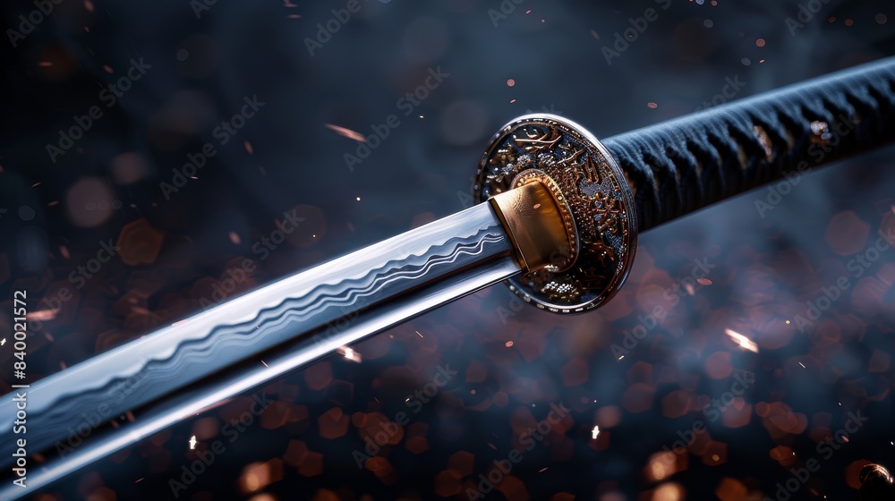 This Image Showcases A Close up View Of A Japanese Katana Sword The 