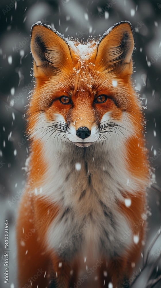 Obraz premium Red fox on the snow