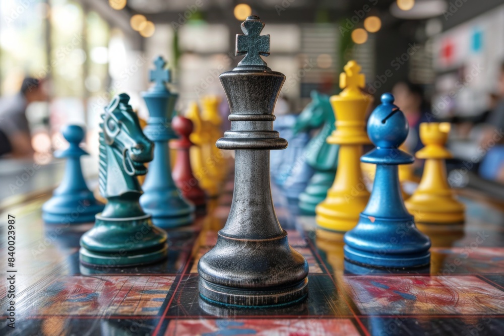 People background chessboard pieces People background chessboard pieces