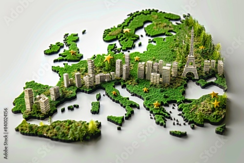 Europe map showing numerous buildings and trees photo