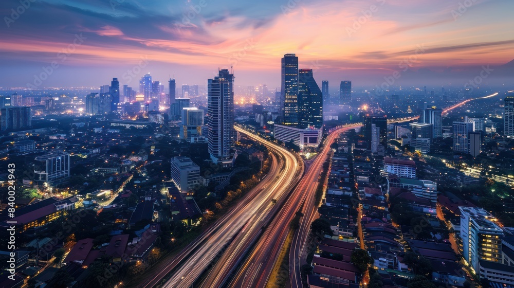 Fototapeta premium Smart city and digital transformation.Big data connection technology AI generated