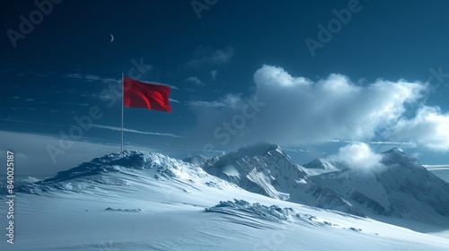 National flag on a mountain peak with space for text