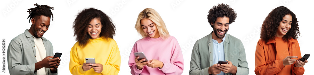 People using mobile phone png cut out element set People using mobile phone png cut out element set