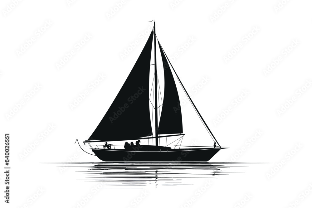 Silhouette of a traditional sailing boat isolated on white background Silhouette of a traditional sailing boat isolated on white background
