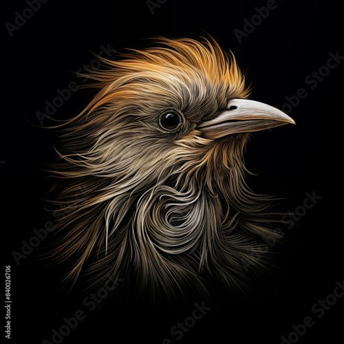 Bird drawing on a black background