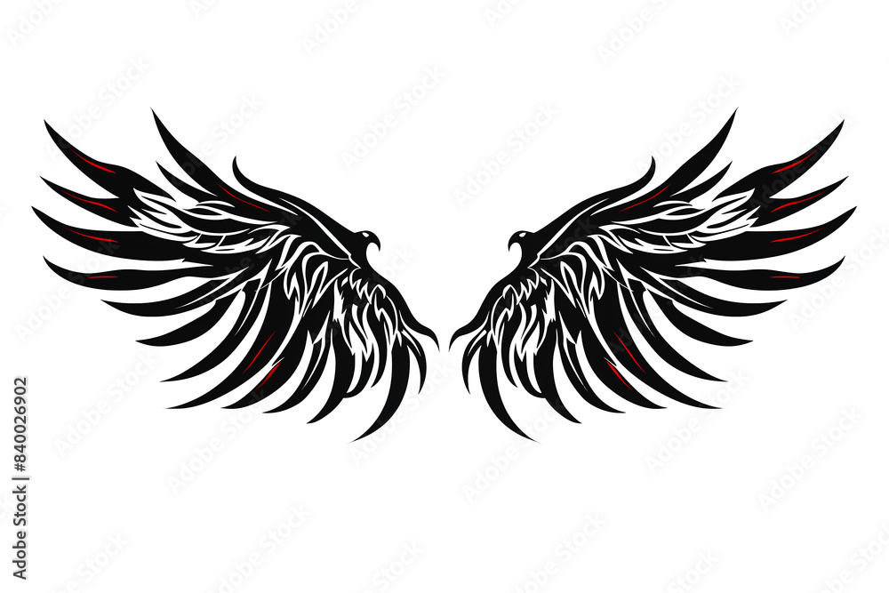 Fototapeta premium Tribal wings symbol design on transparent background