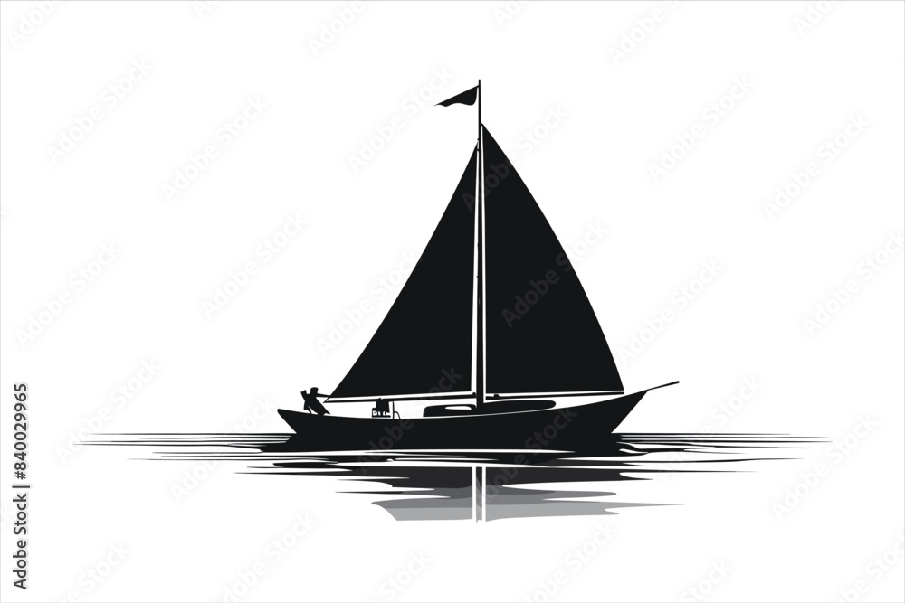 Silhouette of a traditional sailing boat isolated on white background Silhouette of a traditional sailing boat isolated on white background