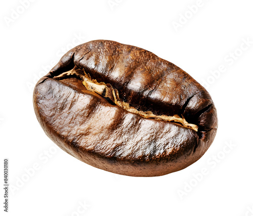 Coffee bean clouseup isolated on transparent background. Png format