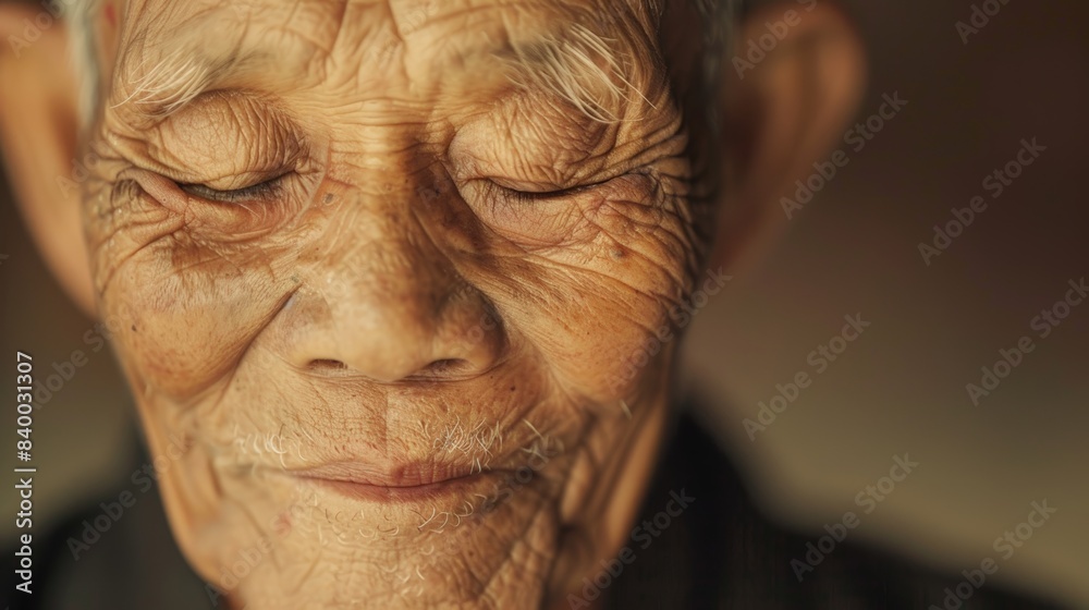 An old man with a smile on his face An old man with a smile on his face