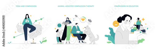 Compassion Focused Therapy. Flat Vector Illustration