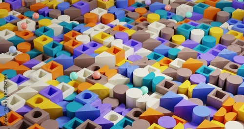 Looping animation of 3D figures moving up and down