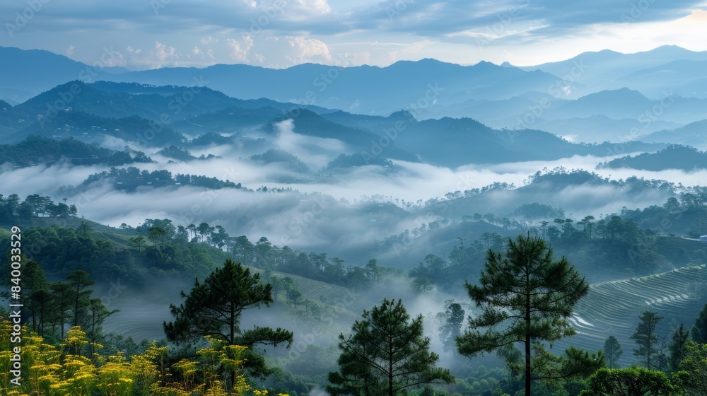 Obraz premium Mountain View with Fog 