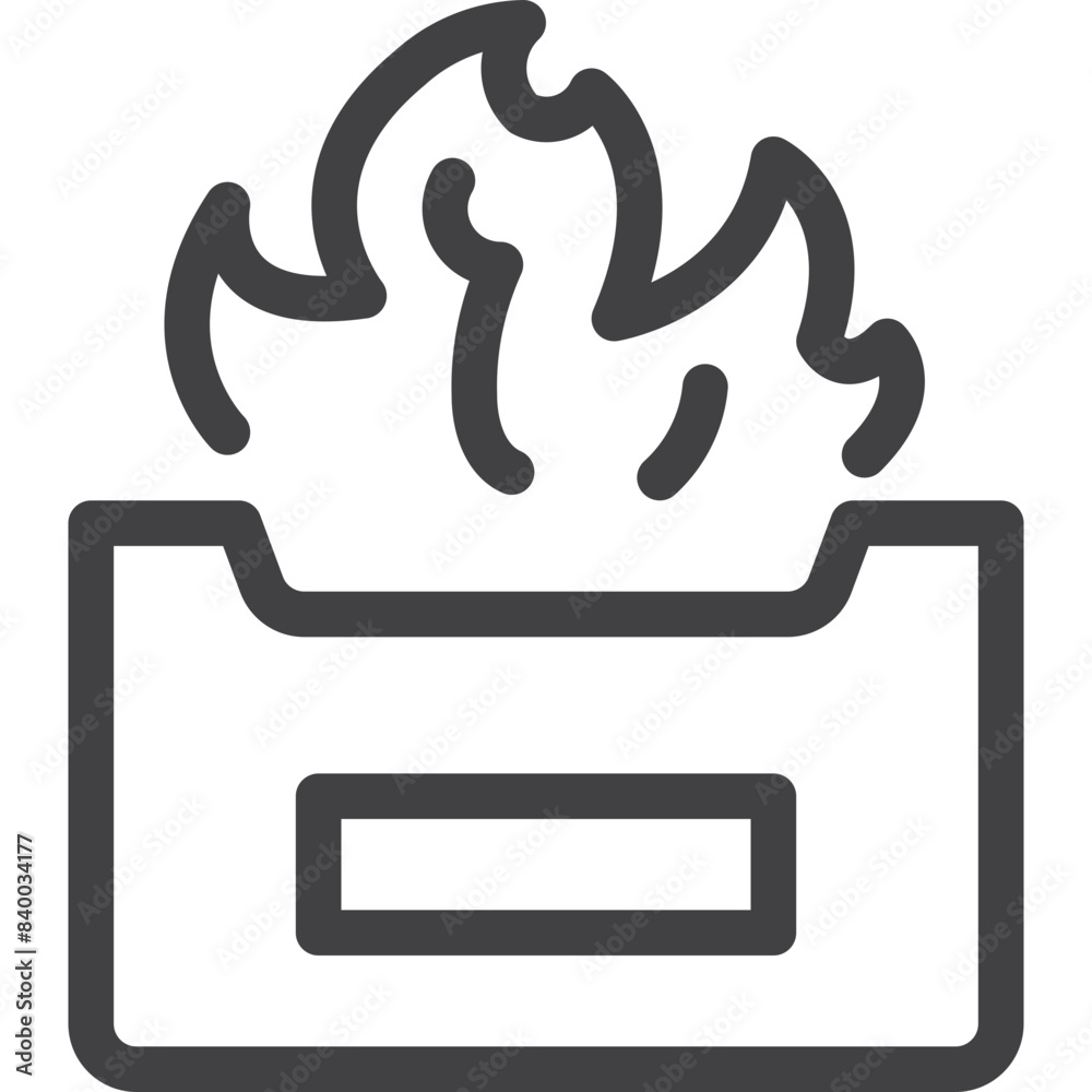 Fire outline icon on transparency background Fire outline icon on transparency background