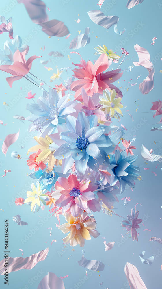 Obraz premium Soft Floral Explosion, Pastel Palette