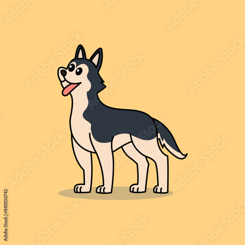 Siberian Husky Dog Mascot Illustration Vector Design - Animal