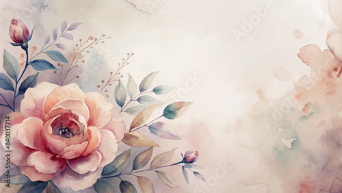 Beautiful floral minimalist watercolor background