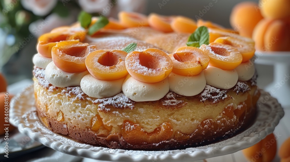 A apricot cake. Generative AI. A apricot cake. Generative AI.