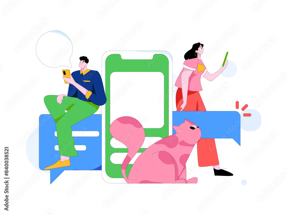 Virtual characters social communication concept business flat vector hand drawn illustration
Virtual characters social communication concept business flat vector hand drawn illustration