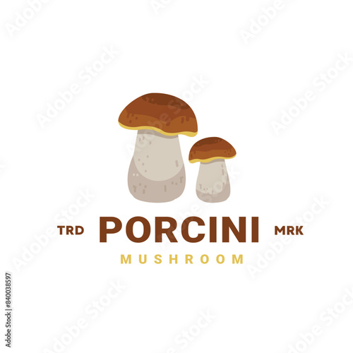 porcini mushroom logo illustration suitable for vegetable shops and gardens