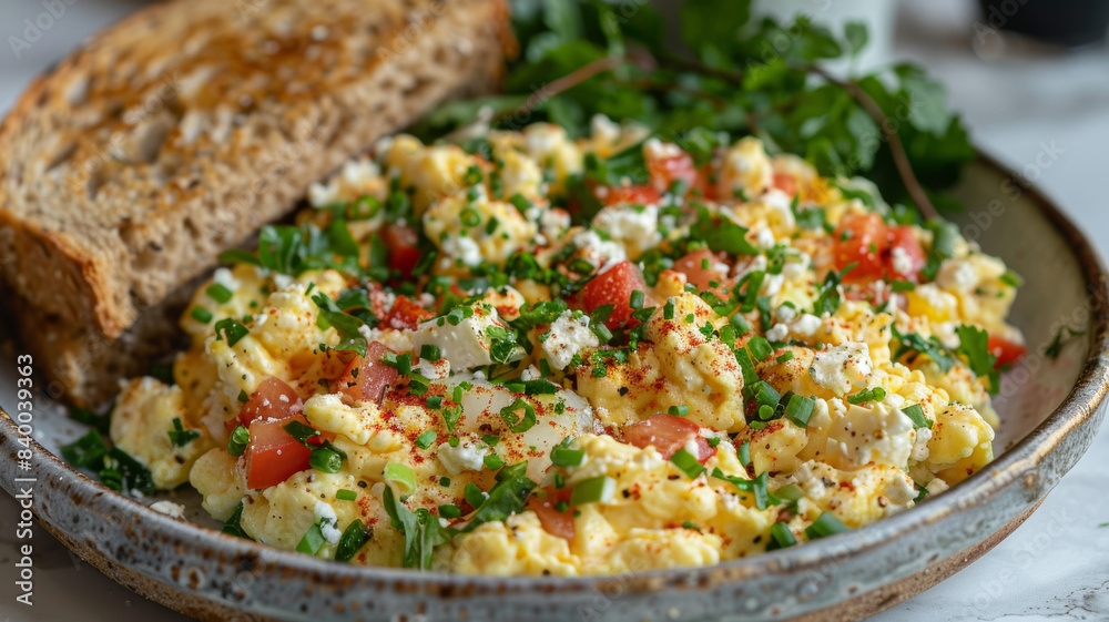 Scrambled Eggs with Peppers and Feta Cheese Scrambled Eggs with Peppers and Feta Cheese
