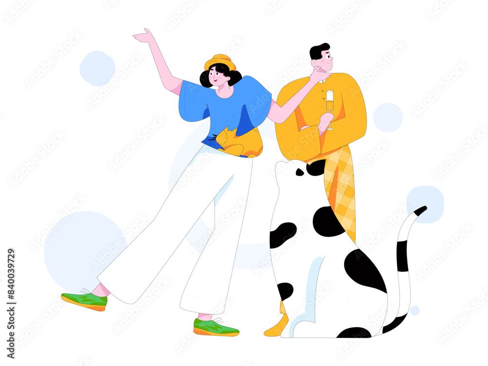 Obraz premium Virtual characters social communication concept business flat vector hand drawn illustration 
