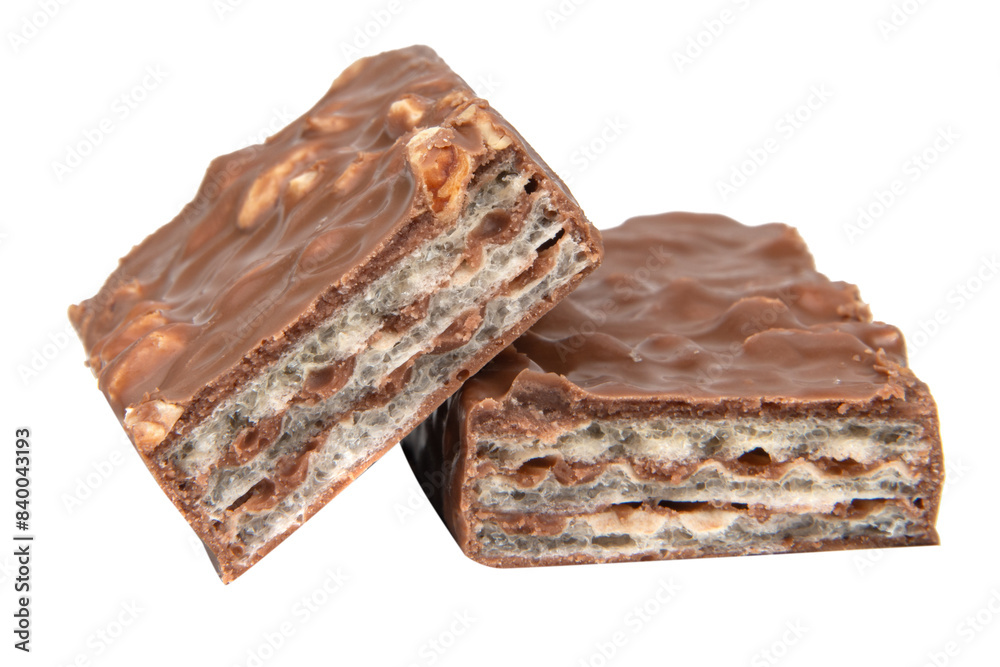 chocolate waffle bar isolated on white background chocolate waffle bar isolated on white background