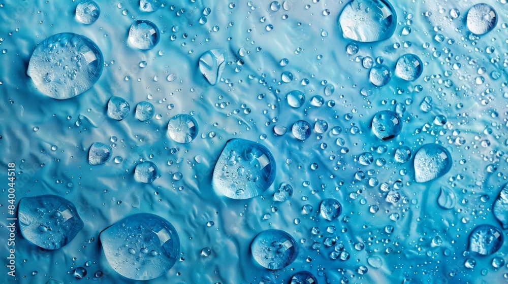 water droplets resting on a textured, azure blue surface, emphasizing the contrast between the droplets' clarity and the surface's tactile details. water droplets resting on a textured, azure blue surface, emphasizing the contrast between the droplets' clarity and the surface's tactile details.