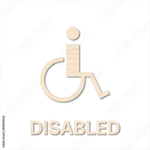 Wood textured printable PNG sign for Disabled. Handicapped restroom and toilet sign, wheelchair symbol for WC.
