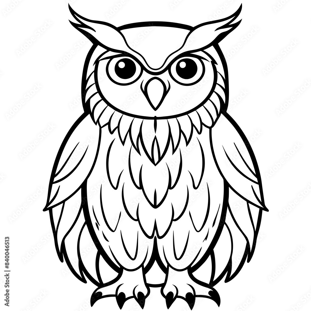 Fototapeta premium owl line art vector illustration.