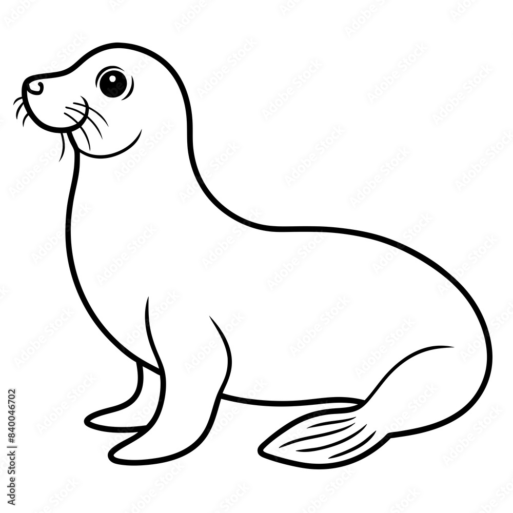 Seal line art vector illustration. Seal line art vector illustration.