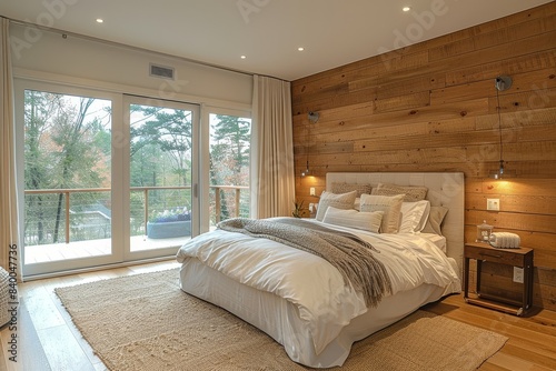 Minimalist Bedroom with Sliding Doors, Bedroom with sliding doors and neutral decor