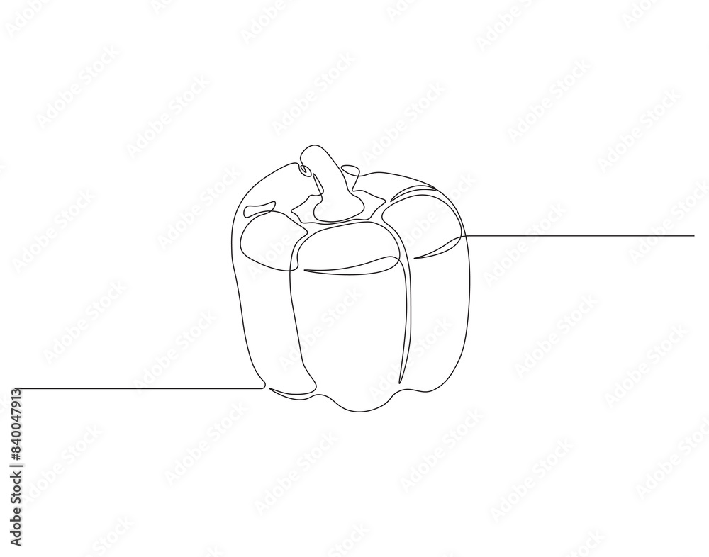 Continuous line drawing of paprika. One line drawing illustration of paprika. Fresh raw vegetable concept continuous line art. Editable outline.