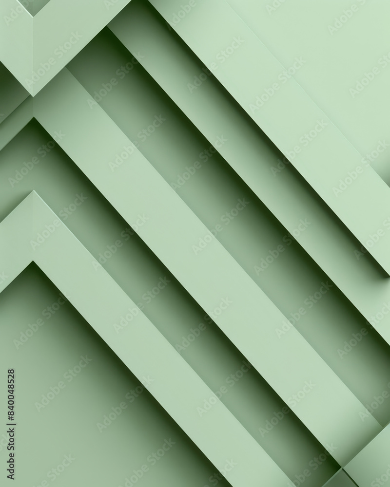 Fototapeta premium Abstract green geometric shapes create a layered pattern, giving a modern and clean visual effect.