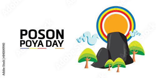 Poson Poya Day. Sri Lanka Poson Day. Mihinthale. EPS10
