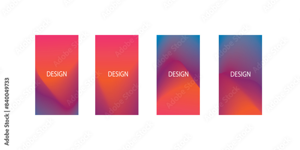 set of abstract background with beautiful gradation color, colorful background for poster flyer banner backdrop.vertical banner.cool fluid background vector illustration