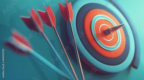 Hit your business targets with precision using bold 3D targets and arrows photo