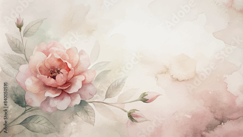 Beautiful floral minimalist watercolor background © Fauzi Arts