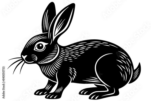 rabbit line art silhouette vector illustration