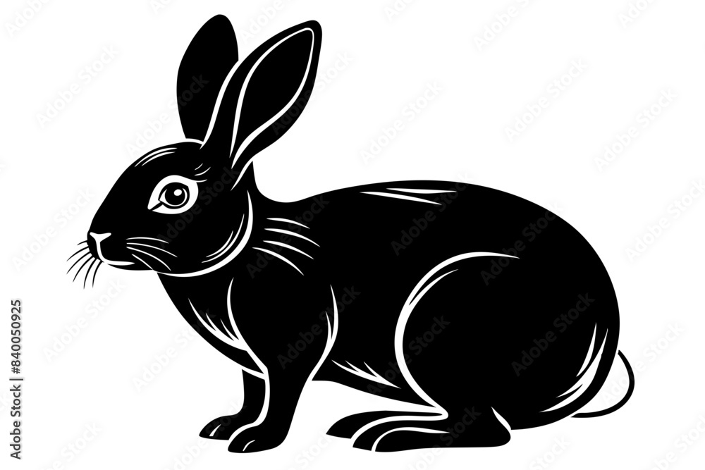 rabbit line art silhouette vector illustration rabbit line art silhouette vector illustration